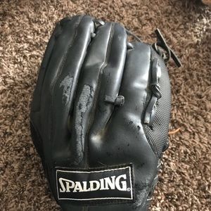 Black spalding baseball mitt